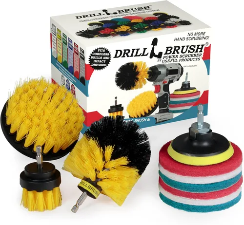 Miniatura 10 de Drillbrush Suministros de limpieza de cocina – Almohadillas para fregar todo el hogar y cepillos de rigidez media – Kit de cepillo de limpieza