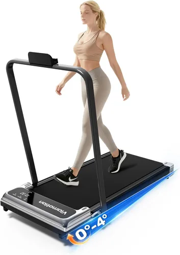 Miniatura 9 de Caminadora con barra de mango e inclinación ajustable, cintas de correr portátiles compactas para oficina en casa, 2.5 HP silenciosas
