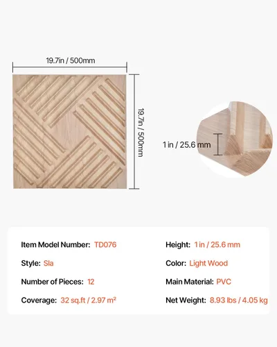 Miniatura 7 de VEVOR Paneles de pared 3D, paquete de 12 unidades de 19.7 x 19.7 pulgadas de PVC, azulejos de sal minimalistas de arte moderno, panel de acento