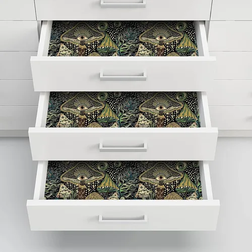 Miniatura 9 de WENMER Papel tapiz de hongos bohemios con diseño floral para despegar y pegar, autoadhesivo, para dormitorio y baño, 17.7 pulgadas x 49.2 pies