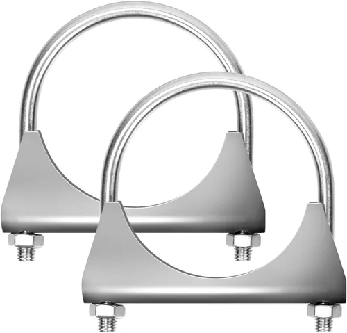 Miniatura 12 de Glarks 2 abrazaderas en U de acero inoxidable 304 de 1.378 in (1-3/8 pulgadas) con brida de sillín para tubo de escape