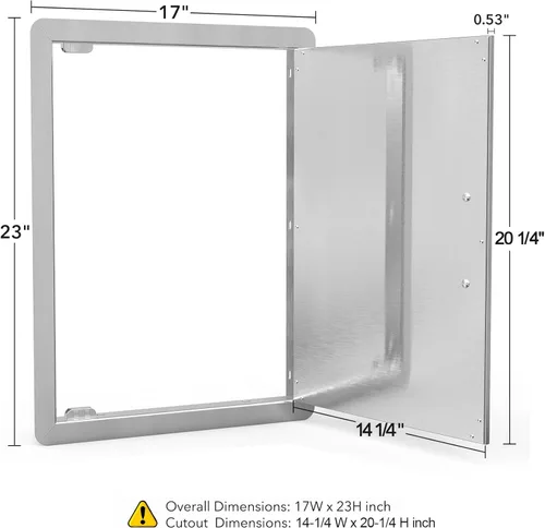 Miniatura 2 de Stanbroil Puerta de acceso vertical única de acero inoxidable, 17 pulgadas por 23 pulgadas