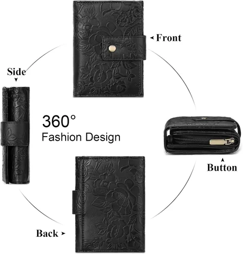 Miniatura 6 de SENDEFN Billeteras para mujer, billetera triple para mujer, tarjetero para tarjetas de crédito, bolsillo para monedas con ventana de identificación