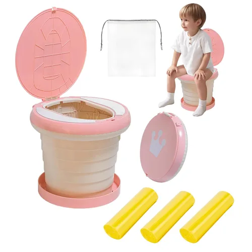 Miniatura 7 de Asiento portátil y plegable para niños pequeños, asiento de inodoro de entrenamiento de emergencia para automóvil, campamento, al aire libre, Azul