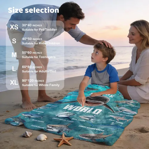 Miniatura 4 de Manta de regalo de tiburón para niños, niñas y amantes de los tiburones, súper suave, ligera y cálida para sala de juegos, cama y campamento, 30 x