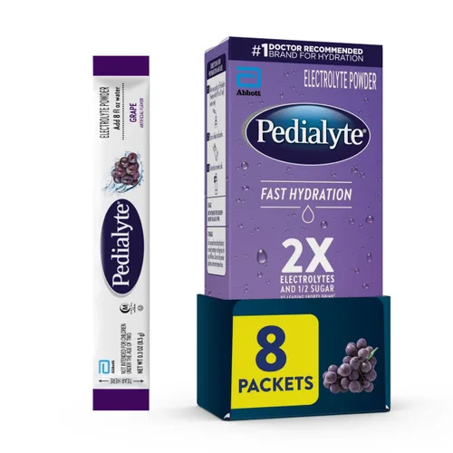 Miniatura 12 de Pedialyte Paquetes de polvo de electrolitos de hidratación rápida, fresa, bebida de hidratación, 24 paquetes de polvo de una sola porción