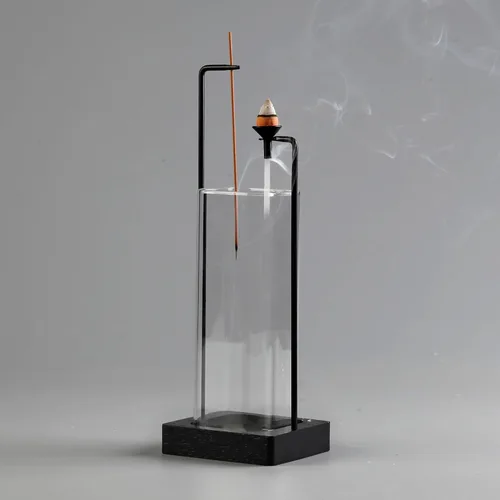 Miniatura 8 de Soporte para Varillas de Incienso, Quemador de Incienso Invertido con Recolector de Cenizas de Vidrio Negro Extraíble Anti-Vuelo de Cenizas Todo
