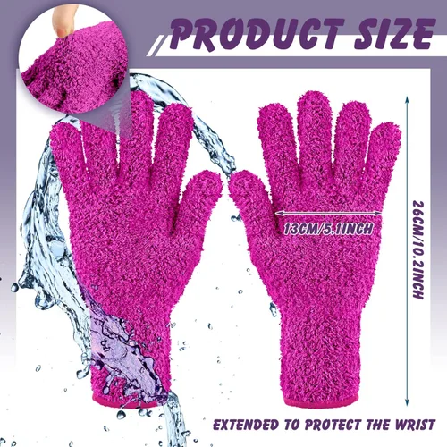 Miniatura 3 de Bencailor 3 pares de guantes de microfibra para limpiar el polvo, guantes de plantas, guantes de limpieza gruesos para persianas