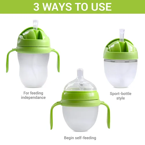 Miniatura 3 de Kit de conversión de vaso con popote con peso 3 en 1 para botellas de Comotomo, versátil, a prueba de fugas, solución fácil de usar para bebés