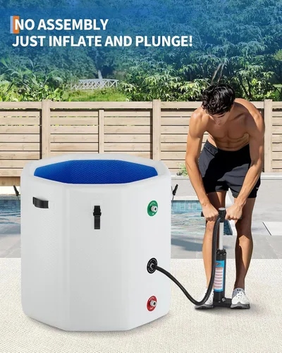 Miniatura 7 de GarveeTech Bañera de hielo para atletas, compatible con enfriadores de agua, bañera inflable de inmersión fría de 186 galones con tapa aislada