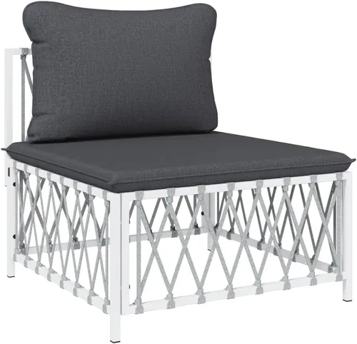 Miniatura 5 de 4-Piece Patio Lounge Set with Cushions White Steel Outdoor Furniture Set for Balcony Porch Garden Small Space Modern Conversation Seating White/2x