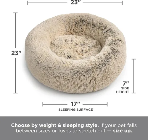 Miniatura 9 de Best Friends by Sheri - The Original Calming Donut - Cama calmante en forma de dona para perros y gatos - Pelo largo, gris escarcha, S, 23 x 23