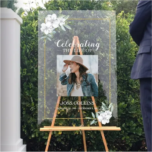 Miniatura 9 de SPEEDYORDERS Cartel funerario personalizado con foto - Cartel de bienvenida - In Loving Memory - Banner personalizado