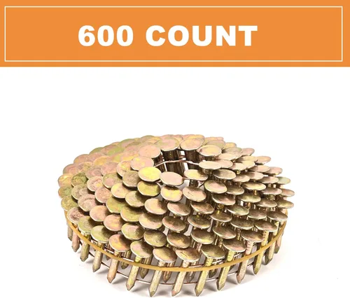 Miniatura 4 de 600 clavos de bobina para techos de 1 pulgada x 0.120 pulgadas para pistola de clavos de techos, cabeza redonda de 15 grados, clavos de techo