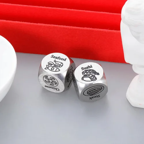 Miniatura 5 de Dados de intercambio de regalos de Papá Noel, 2 piezas de dados de decisión de alimentos, rellenos de calcetines de Navidad, regalos divertidos