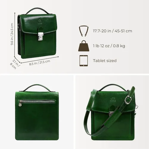 Miniatura 4 de Time Resistance Maletín pequeño de cuero para hombre - Bolso cruzado - Bolso bandolera de cuero italiano - Caja de regalo incluida