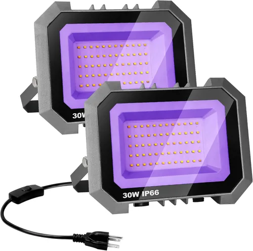 Paquete de 2 Luces Negras LED de 30W, Luz de Inundación de Luz Negra con Interruptor de Encendido/Apagado Cable de 6.7 Pies, Luces Negras