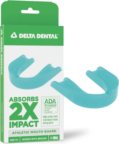Protector bucal deportivo Delta Dental - Aceptado por la ADA - 2 veces la absorción de impacto - Funciona con brackets - Aqua | 2X impact absorption