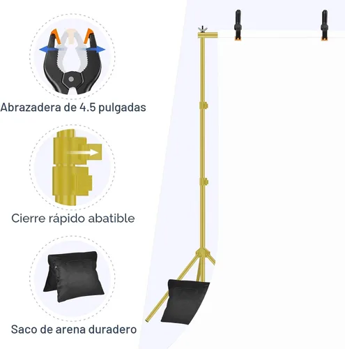 Miniatura 4 de Kit de soporte para telón de fondo EMART de 10x7 pies (ancho x alto) para estudio fotográfico, soporte ajustable con 2 barras transversales, 8