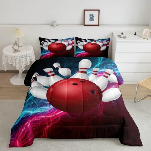 Miniatura 16 de Juego de edredón de panal negro y rojo para adolescentes, jóvenes y adultos, juego de ropa de cama de fútbol y fútbol, juegos de edredón hexagonales