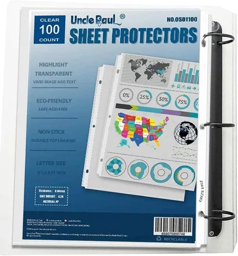 Miniatura 6 de Protectores de hojas, 100 hojas de 4 mils, resistentes, extra pesados, transparentes, carga superior de 8.5 x 11 pulgadas, sin ácidos, para carpeta