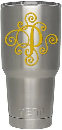 Miniatura 70 de Monogram - Calcomanía troquelada/vinilo adhesivo. Haga clic para opciones de color/letra. Disponible en cuatro colores y todas las letras de la A