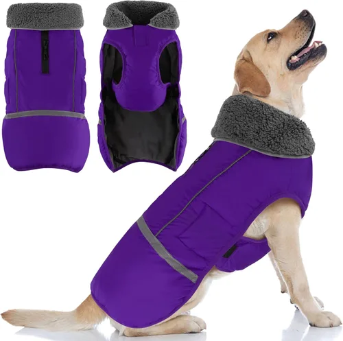 Miniatura 10 de Doglay Abrigo para Perro, Chaqueta Impermeable para Perro Abrigo de Invierno para Mascotas para Clima Frío con Cuello Peludo Grueso, Chaqueta