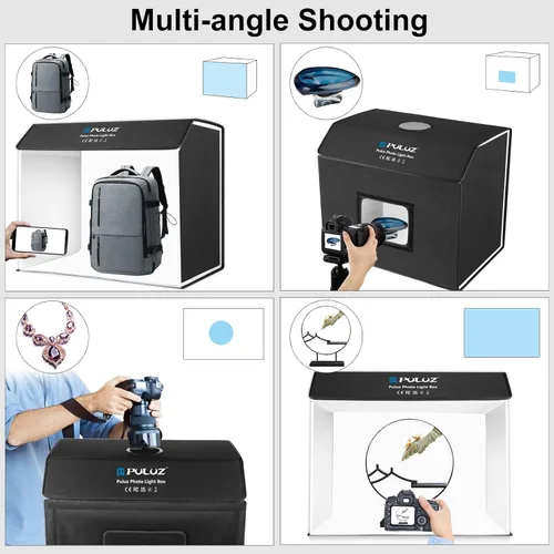 Miniatura 7 de PULUZ Caja de luz portátil para estudio fotográfico, caja de fotos grande de 24.6 x 16 pulgadas, kit de estudio profesional regulable con 672 luces
