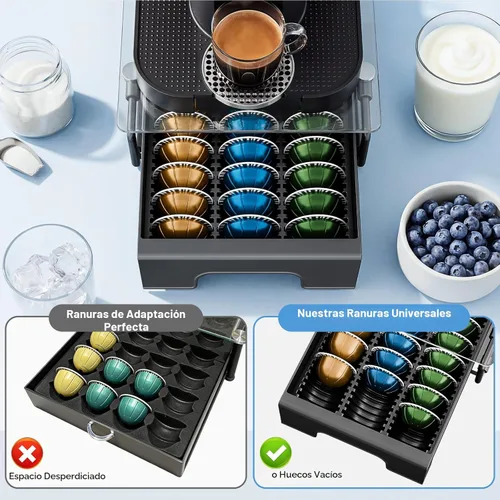Miniatura 6 de EVERIE Organizador de Cajón de Cristal Templado Compatible con Cápsulas Nespresso Vertuo, Compatible con 21 Cápsulas Vertuoline Grandes o 30