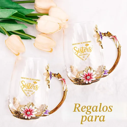 Miniatura 5 de OEAGO Regalos de hermana para hermanas para mujeres, elegante taza de té, regalos únicos de Navidad y cumpleaños para hermana, pequeña, grande