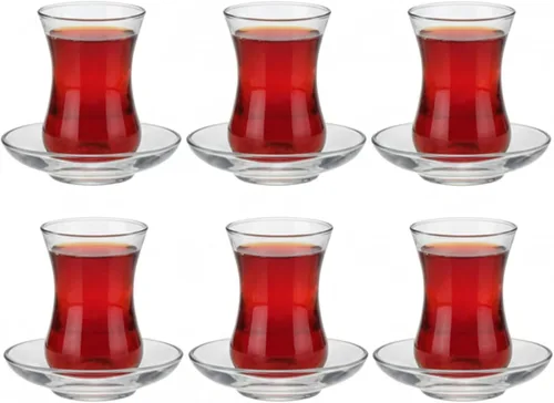 Miniatura 8 de Tazas y platillos turcos, 12 piezas, auténticos vasos de té turco de cintura delgada, juego de té tradicional perfecto para fiesta de té árabe