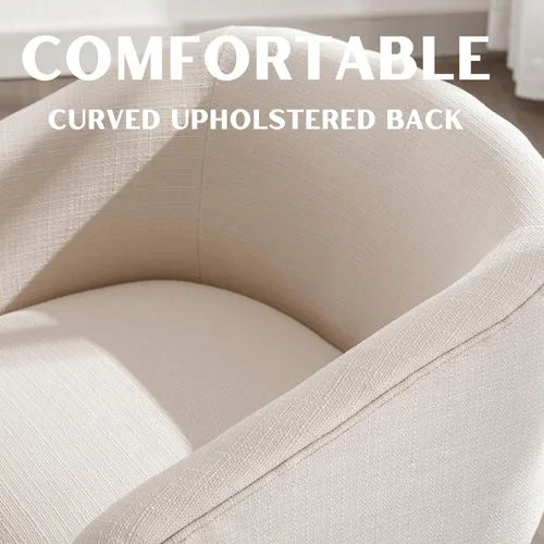 Miniatura 4 de RIVOVA Juego de 2 Sillas de Comedor Beige de Mediados de Siglo Modernas Sillas de Comedor Tapizadas en Lino Sillas de Cocina y Comedor con Respaldo