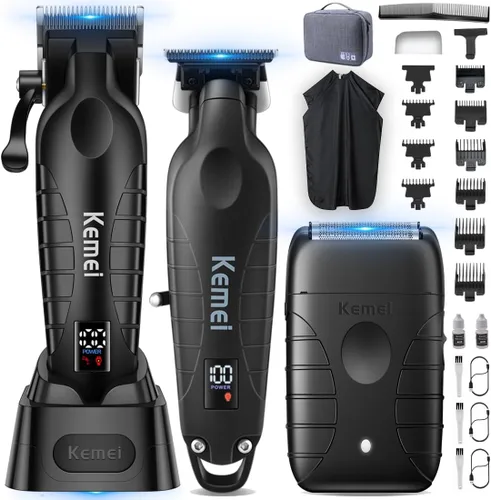 KEMEI Cortapelos para hombres profesionales, juego de cortapelos y recortadoras de barbero, afeitadora de lámina para hombres, cortapelos