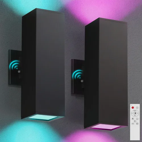 Miniatura 15 de Iluminación Exterior de Anochecer a Amanecer Paquete de 2, Luces de Pared Exteriores Modernas Negras Accesorios de Iluminación Exterior Montaje