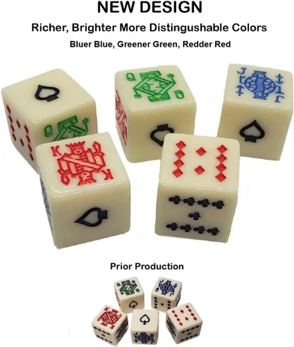 Miniatura 3 de Liphontcta Cyber-Deals (2) juegos de 5 dados de póquer de 0.630 in (total 10 dados) Features vivid distinguishable colors on 2 sets of 5 squared
