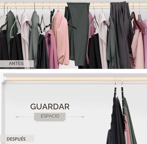 Miniatura 3 de MORALVE - Colgadores para pantalones que ahorran espacio - Juego de 2 colgadores de haya europea para bufandas y jeans - Organizador de clóset