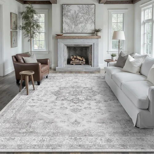 Miniatura 53 de PureCozy - Alfombra de área beige de 8 x 10, lavable, vintage, alfombra para sala de estar, dormitorio, gran alfombra suave retro de pelo bajo