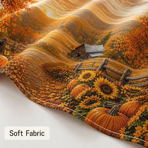 Miniatura 6 de Autumn Pumpkin Shower Curtain, Fall Farmhouse Bathroom Curtain, Thanksgiving Harvest Sunflower Maple Leaves Country Road Waterproof Polyester Fabric