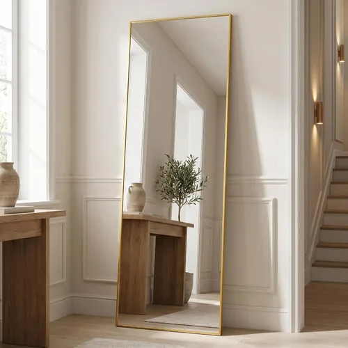 Miniatura 28 de BEAUTYPEAK - Espejo de longitud completa con soporte, de 56 pulgadas x 21 pulgadas, espejo de piso con marco fino de aleación de aluminio, espejos