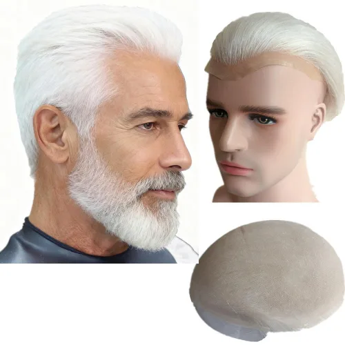 Miniatura 18 de N.L.W. Sistema de reemplazo de cabello para hombre NLW pelo humano toupee para hombres con encaje HD suave fino Super Swiss 10x8 tamaño base pelos