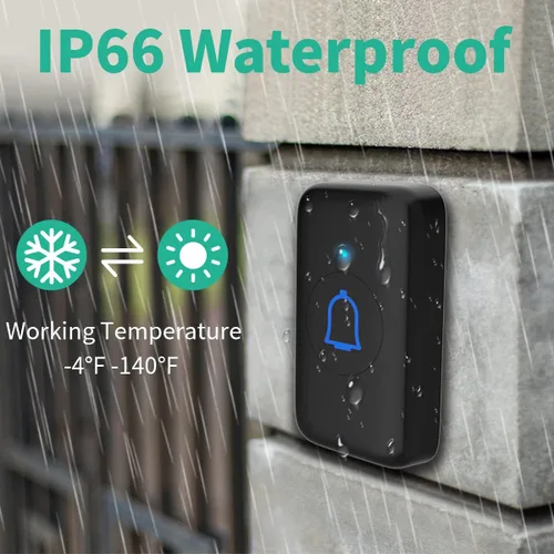 Miniatura 2 de Kits de timbre inalámbrico con 2 receptores IP66, impermeable, 1000 pies, para profesores de aula, con 66 tonos de llamada, 7 niveles de volumen