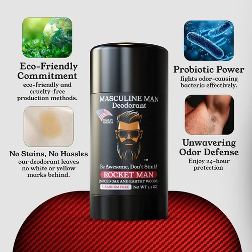 Miniatura 7 de Desodorante para hombres – Desodorante para hombre sin aluminio – Desodorantes naturales de tamaño de viaje – Protección contra el sudor