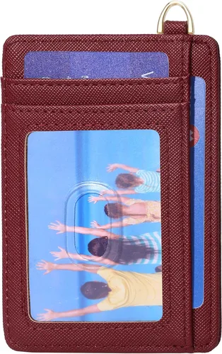Miniatura 9 de Badiya Tarjetero delgado minimalista para tarjetas de crédito, bolsillo frontal con bloqueo RFID, estuche compacto para tarjetas con ventana