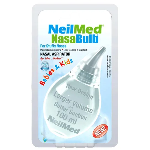 NeilMed NasaBulb - Aspirador de bombilla nasal para bebés y bebés, punta de silicona suave, diseño transparente, libre de BPA y látex,