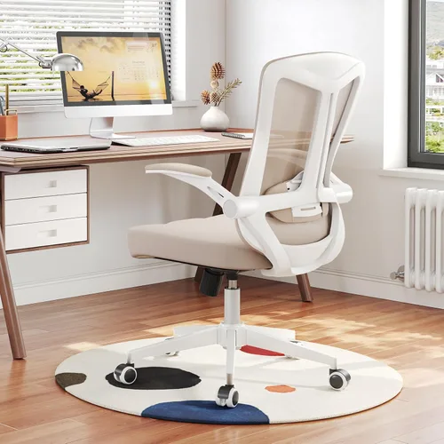 Miniatura 18 de Silla de oficina con soporte lumbar ajustable y reposabrazos abatibles, silla ergonómica de escritorio de computadora con respaldo alto con cojín