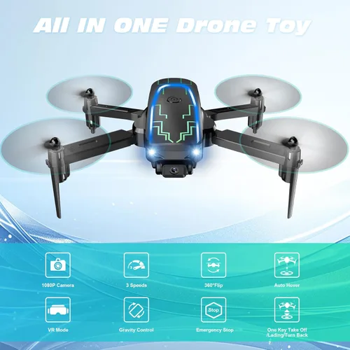 Miniatura 3 de Mini dron con cámara para adultos y niños – Drones con cámara FPV HD 1080P con lente ajustable de 90°, selfie de gestos, inicio de una tecla, giros