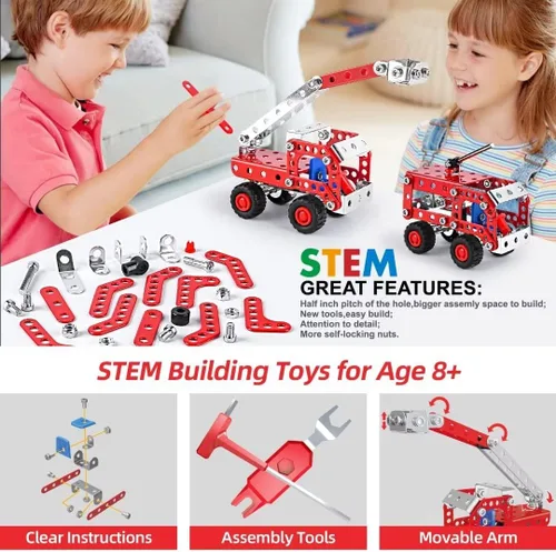Miniatura 3 de Ferthor Fun Juguetes de Construcción STEM para Niños de 8-12 Años, Conjuntos Creativos Serie de Camiones de Bomberos Kit de Modelo, Juguetes