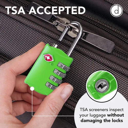 Miniatura 2 de Candados para equipaje de acero con combinación de 4 dígitos, candado de viaje aprobado por la TSA para maletas y equipaje Verde y Verde
