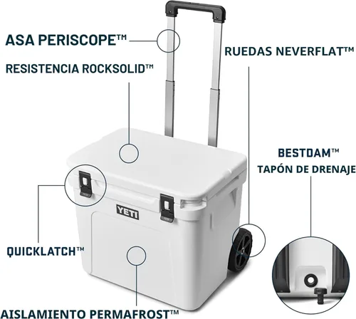 Miniatura 2 de YETI Roadie 60 - Hielera con ruedas y mango retráctil de periscopio Rojo rescate