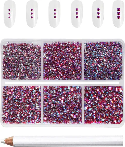 Miniatura 23 de Beadsland 7200 piezas de diamantes de imitación con parte trasera plana, gemas de cristal AB para uñas diamantes de imitación de cristal redondos
